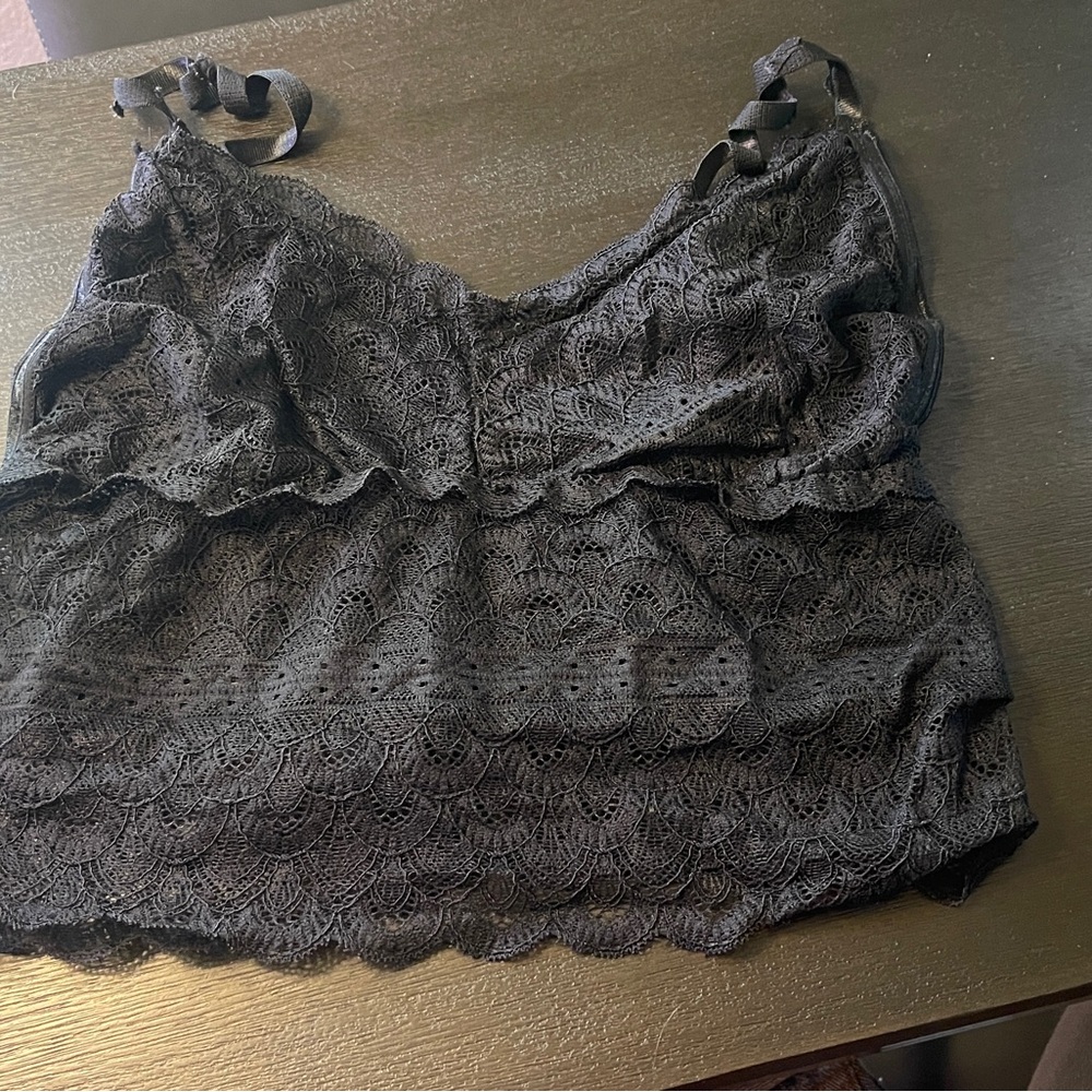 Gray Ruffled Crop Camisole